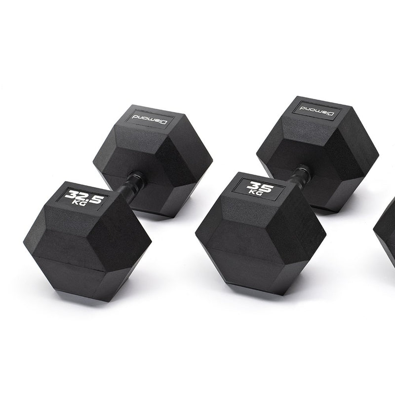 Set 4 coppie manubri esagonali gommati Black 32,5-40 Kg