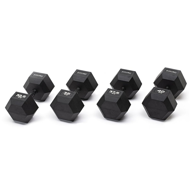 Set 4 coppie manubri esagonali gommati Black 32,5-40 Kg