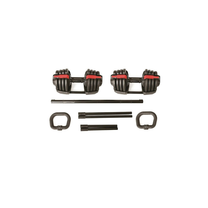 Set 4 in 1 - 2 manubri, bilanciere, 2 kettlebell a carico regolabile con