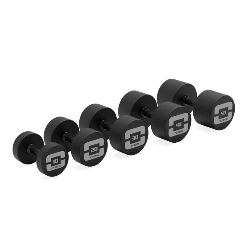 Set 10 coppie manubri gommati con impugnatura rotante da 4 a 24 kg (salto